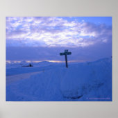 Schnee und Sonnenuntergang Poster (Vorne)