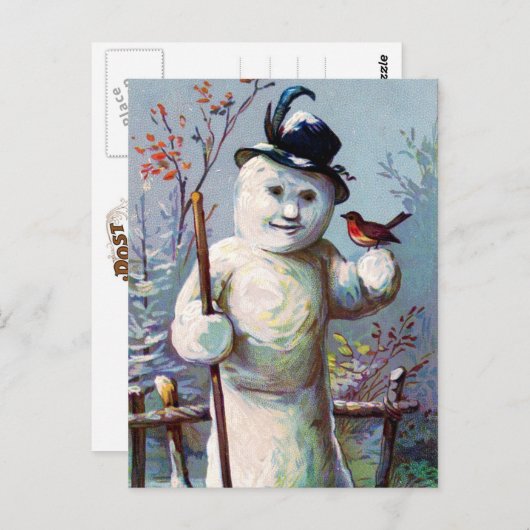 Schnee und Vögel im Wintergarten Postkarte (Vorne/Hinten)