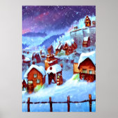 Schnee und Winter im Dorf | AI Art Poster (Vorne)