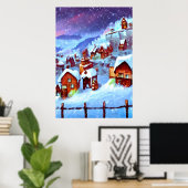 Schnee und Winter im Dorf | AI Art Poster (Heimbüro)