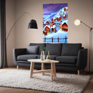 Schnee und Winter im Dorf   AI Art Poster