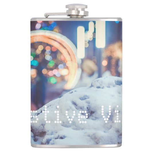 Schnee- und Winterlichter Flachmann (Vorderseite)