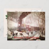 Schnee-verklemmte Zug-Weihnachtspostkarte Feiertagspostkarte (Vorne/Hinten)