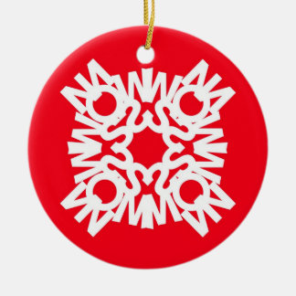 SCHNEE Verzierungs-Rot 1 Keramikornament