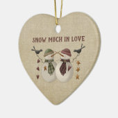 Schnee viel in Liebe - 1. Weihnachten gemeinsam Keramik Ornament (Links)