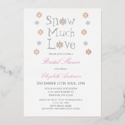 Schnee viel Liebe Schneeflocke Winterwochenende Br Folieneinladung (Vorderseite)