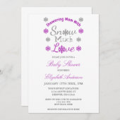 Schnee viel Liebe Winter Snowflake Babydusche Einladung (Vorne/Hinten)