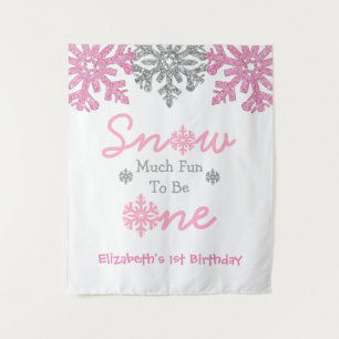 Schnee viel Spaß, ein Winter 1. Geburtstag zu sein Wandteppich