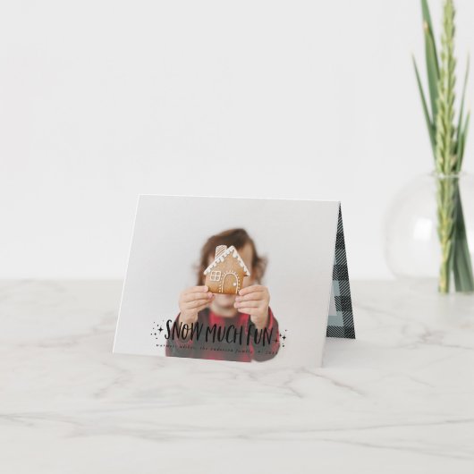 Schnee viel Spaß Foto Skript Text und Tartan Famil (Vorderseite)