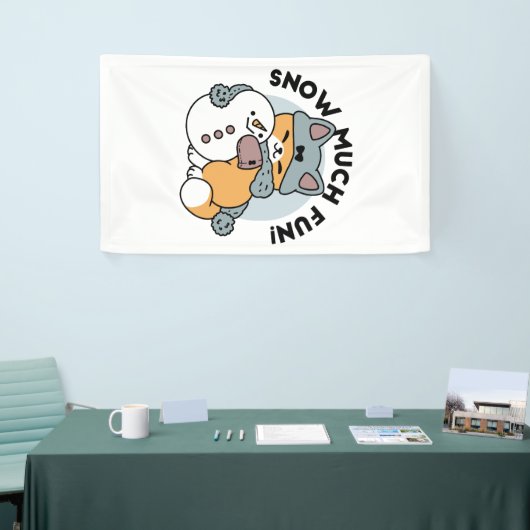 Schnee viel Spaß Katze Winterurlaub Design Banner (Messeveranstaltung)