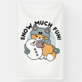 Schnee viel Spaß Katze Winterurlaub Design Banner (Vertikal)