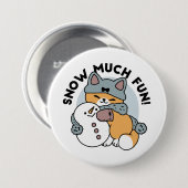 Schnee viel Spaß Katze Winterurlaub Design Button (Vorne & Hinten)