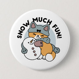 Schnee viel Spaß Katze Winterurlaub Design Button