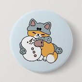 Schnee viel Spaß Katze Winterurlaub Design Button (Vorderseite)
