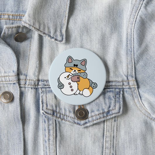 Schnee viel Spaß Katze Winterurlaub Design Button (Beispiel)