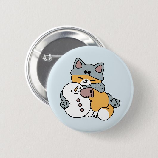 Schnee viel Spaß Katze Winterurlaub Design Button (Vorne & Hinten)