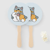 Schnee viel Spaß Katze Winterurlaub Design Fächer (Vorne und Hinten)