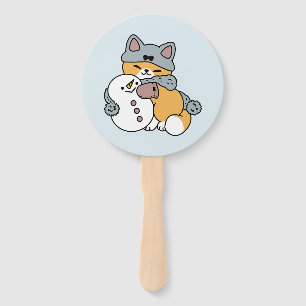 Schnee viel Spaß Katze Winterurlaub Design Fächer