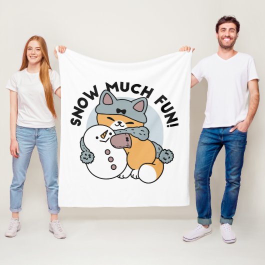 Schnee viel Spaß Katze Winterurlaub Design Fleecedecke (Beispiel)