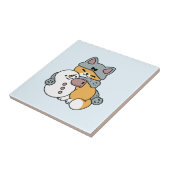 Schnee viel Spaß Katze Winterurlaub Design Fliese (Seite)