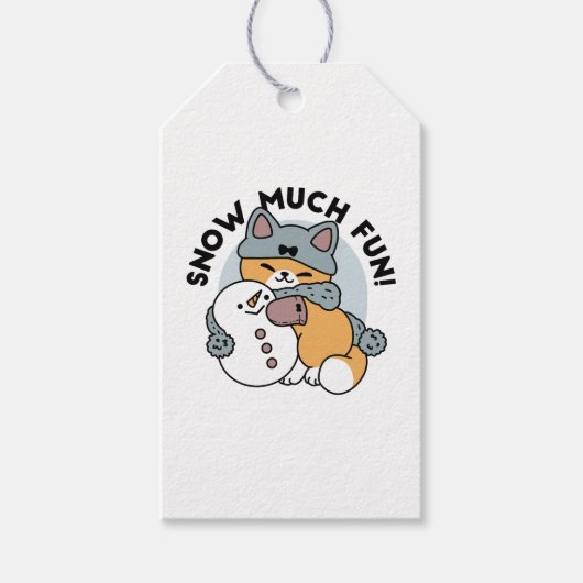 Schnee viel Spaß Katze Winterurlaub Design Geschenkanhänger (Vorderseite)
