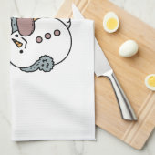 Schnee viel Spaß Katze Winterurlaub Design Geschirrtuch (Viertel Falte)