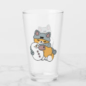 Schnee viel Spaß Katze Winterurlaub Design Glas (Rückseite)