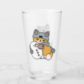 Schnee viel Spaß Katze Winterurlaub Design Glas (Vorderseite)