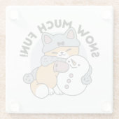 Schnee viel Spaß Katze Winterurlaub Design Glasuntersetzer (Rückseite)
