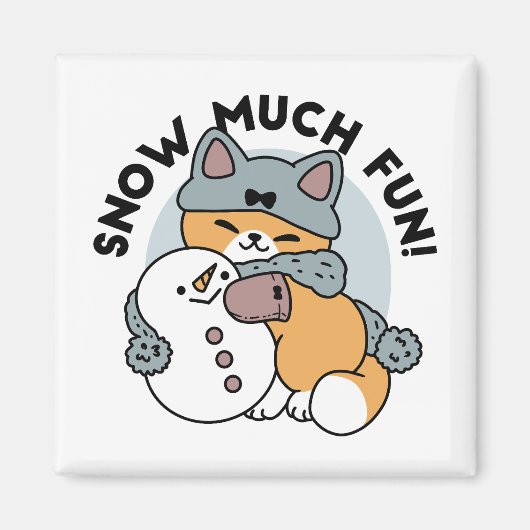 Schnee viel Spaß Katze Winterurlaub Design Magnet (Vorne)