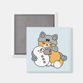Schnee viel Spaß Katze Winterurlaub Design Magnet (Vorderseite/Rückseite)