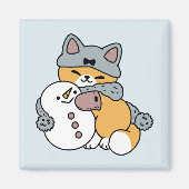 Schnee viel Spaß Katze Winterurlaub Design Magnet (Vorne)