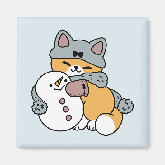 Schnee viel Spaß Katze Winterurlaub Design Magnet (Vorne)