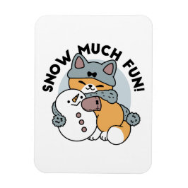 Schnee viel Spaß Katze Winterurlaub Design Magnet