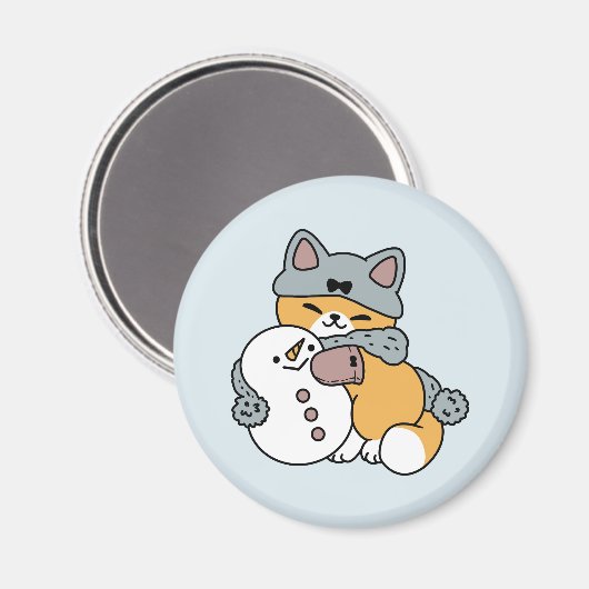 Schnee viel Spaß Katze Winterurlaub Design Magnet (Vorderseite/Rückseite)