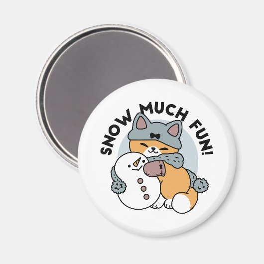 Schnee viel Spaß Katze Winterurlaub Design Magnet (Vorderseite/Rückseite)