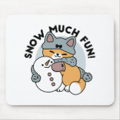 Schnee viel Spaß Katze Winterurlaub Design Mousepad (Vorne)
