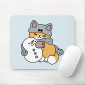 Schnee viel Spaß Katze Winterurlaub Design Mousepad (Mit Mouse)