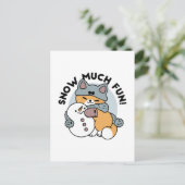 Schnee viel Spaß Katze Winterurlaub Design Postkarte (Stehend Vorderseite)