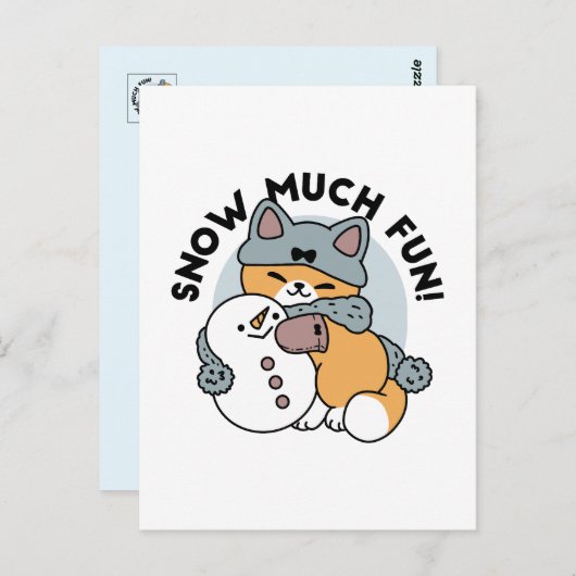 Schnee viel Spaß Katze Winterurlaub Design Postkarte (Vorne/Hinten)
