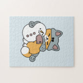 Schnee viel Spaß Katze Winterurlaub Design Puzzle (Horizontal)