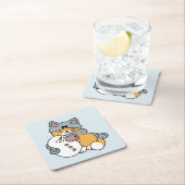 Schnee viel Spaß Katze Winterurlaub Design Rechteckiger Pappuntersetzer (Vor Ort)