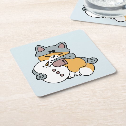 Schnee viel Spaß Katze Winterurlaub Design Rechteckiger Pappuntersetzer (angewinkelt)