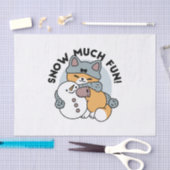 Schnee viel Spaß Katze Winterurlaub Design Seidenpapier (Handwerk)