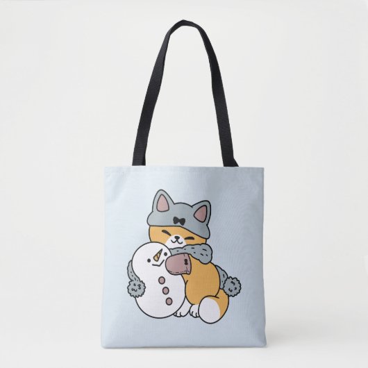 Schnee viel Spaß Katze Winterurlaub Design Tasche (Vorderseite)