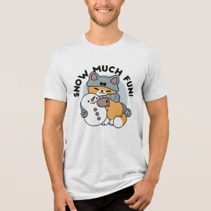Schnee viel Spaß Katze Winterurlaub Design Tri-Blend Shirt