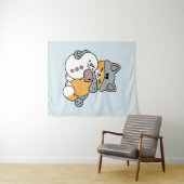 Schnee viel Spaß Katze Winterurlaub Design Wandteppich (Beispiel (Horizontal))