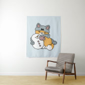 Schnee viel Spaß Katze Winterurlaub Design Wandteppich (Beispiel)