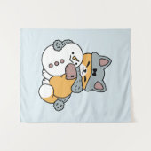 Schnee viel Spaß Katze Winterurlaub Design Wandteppich (Vorderseite (Horizontal))