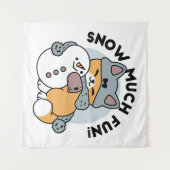 Schnee viel Spaß Katze Winterurlaub Design Wandteppich (Vorderseite (Horizontal))